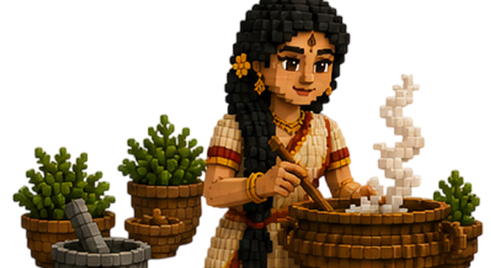 Cooking a fresh herbal blend at the pot